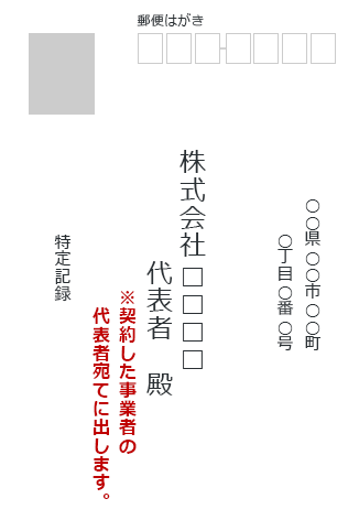 販売会社宛の表書き例