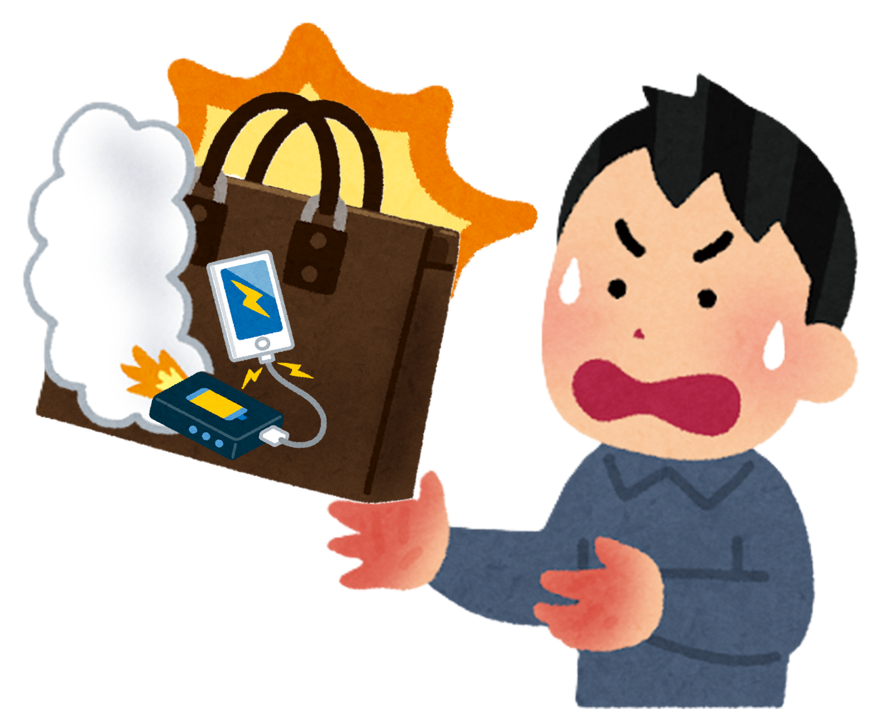 バック内のバッテリー火災